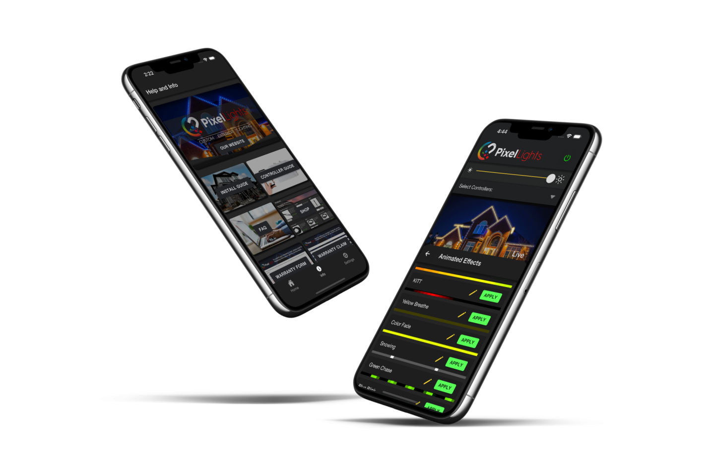 Backyard illuminated with app-controlled outdoor lighting